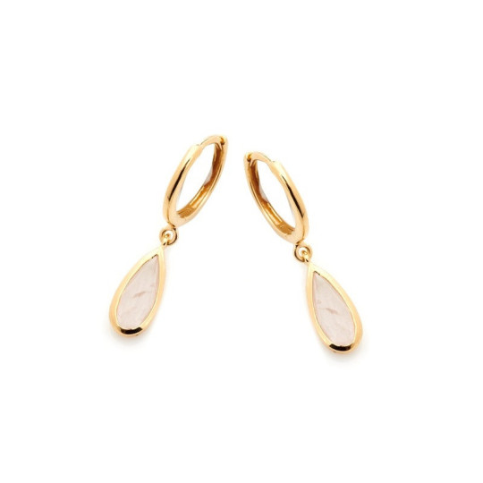 Boucles d'oreilles en quartz rose naturel, en argent 925 doré