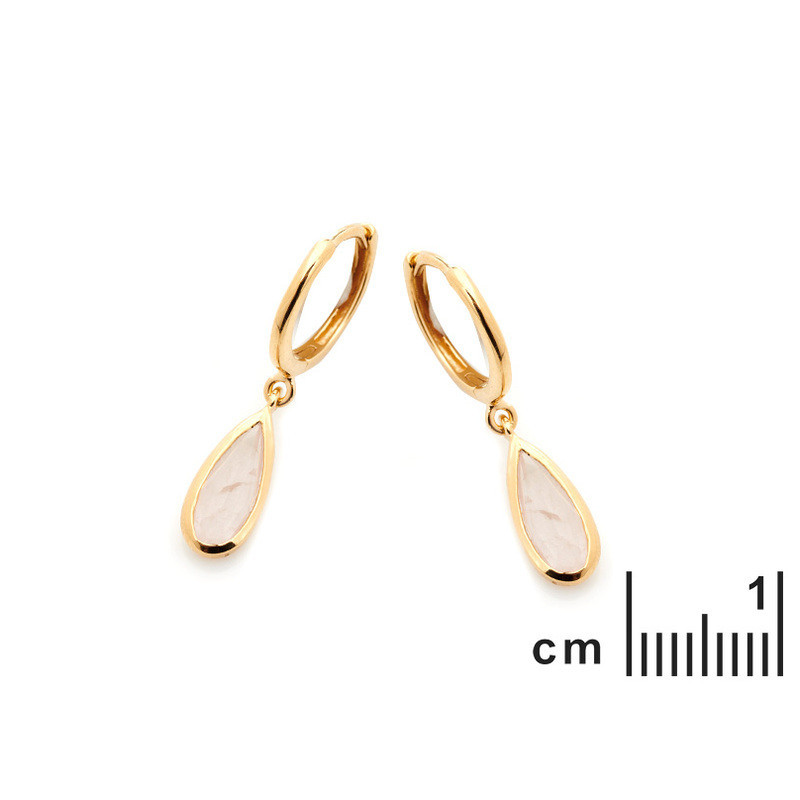 Boucles d'oreilles en quartz rose naturel, en argent 925 doré