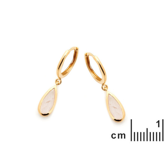 Boucles d'oreilles en quartz rose naturel, en argent 925 doré
