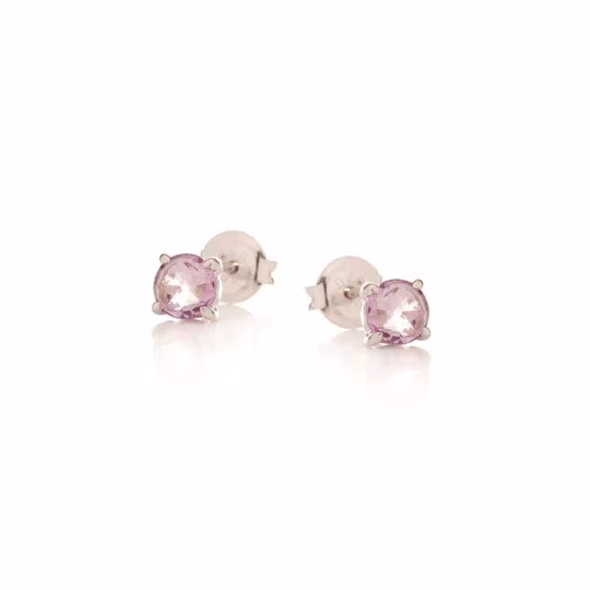 Oval purple amethyst stud earrings, rhodium-plated 925 silver