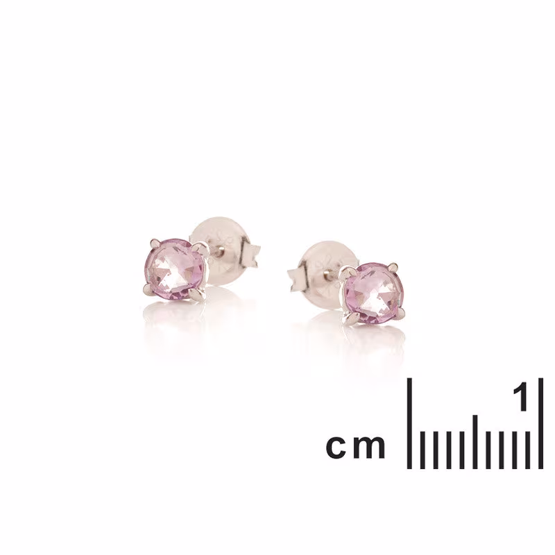 Oval purple amethyst stud earrings, rhodium-plated 925 silver