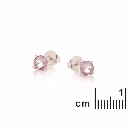 Oval purple amethyst stud earrings, rhodium-plated 925 silver