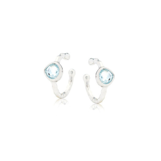 Piercings d'oreilles en topaze bleue naturelle, en argent 925 rhodié