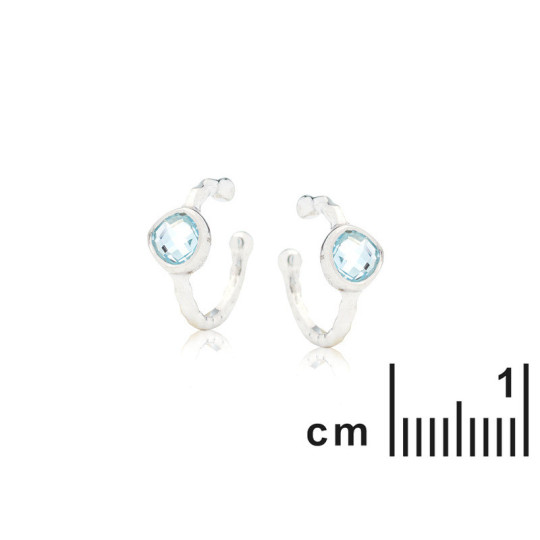 Piercings d'oreilles en topaze bleue naturelle, en argent 925 rhodié
