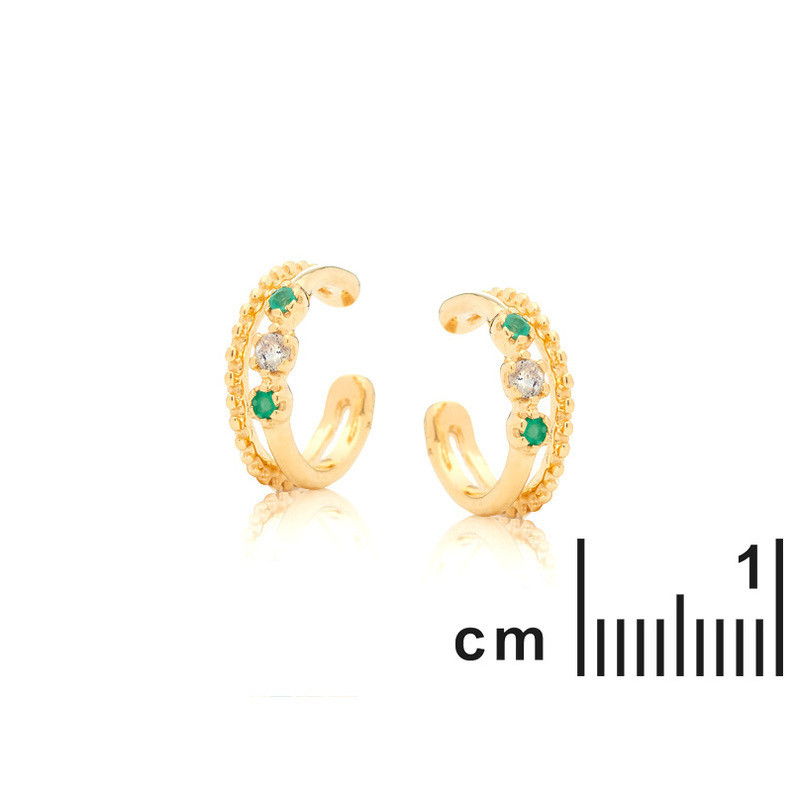 Piercing all'orecchio in labradorite e onice verde, in argento 925 dorato