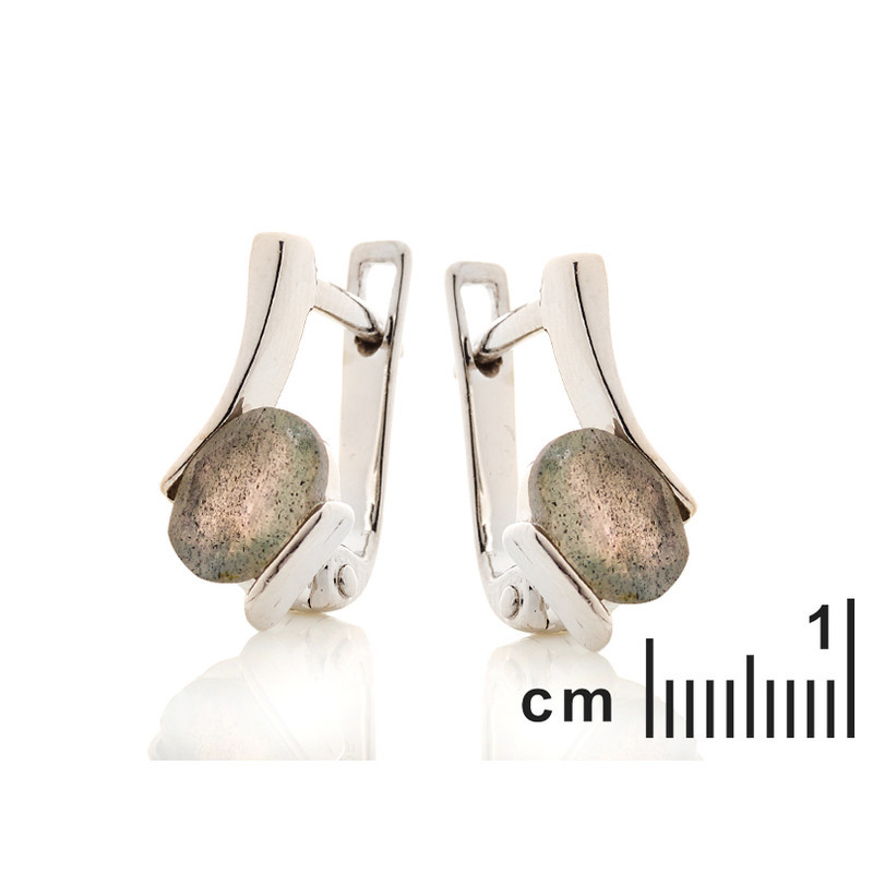 Pendientes colgantes de labradorita ovalada, plata 925 rodiada