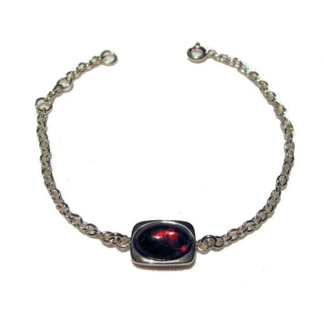 Pulsera de ámbar coñac, plata 925, largo ajustable 16+3 cm
