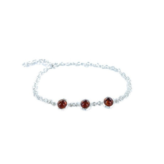 Cognac-Bernstein-Armband, 925 Silber, verstellbare Länge 16+3 cm
