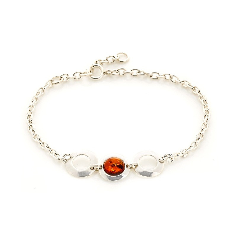 Cognac-Bernstein-Armband, 925 Silber, verstellbar 16+3 cm
