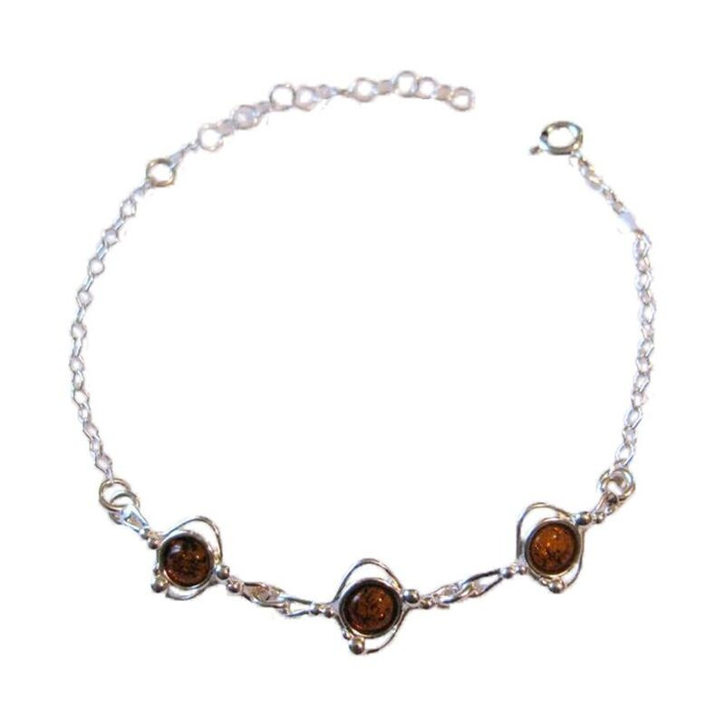 Cognac-Bernstein-Armband, 925 Silber, verstellbare Länge 18+5 cm