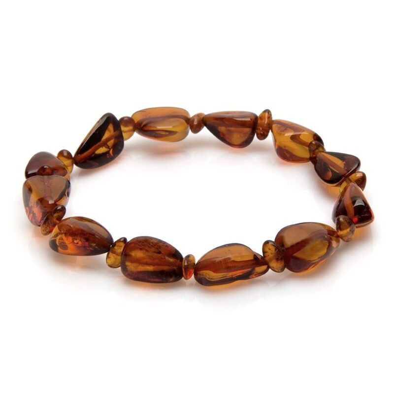 Pulsera de ámbar coñac natural del mar Báltico irregular, longitud 19 cm
