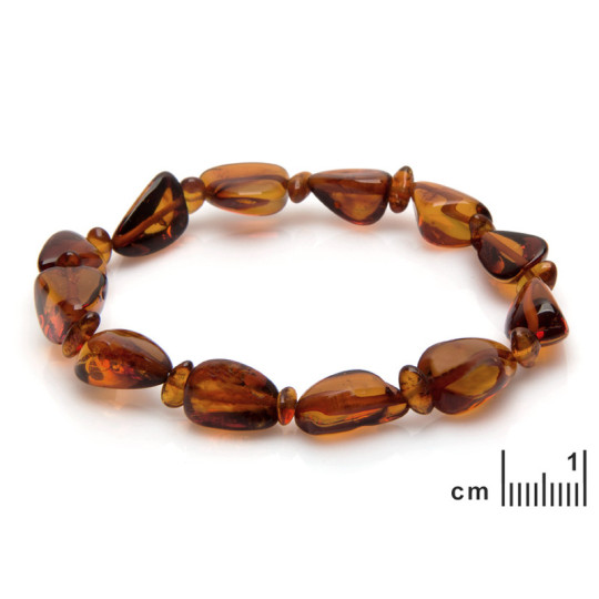 Pulsera de ámbar coñac natural del mar Báltico irregular, longitud 19 cm