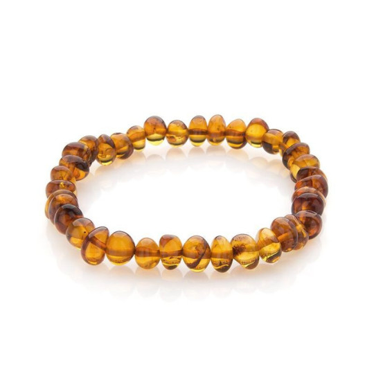 Bracelet d'ambre multicolore de la mer Baltique baroque, longueur 17-18 cm