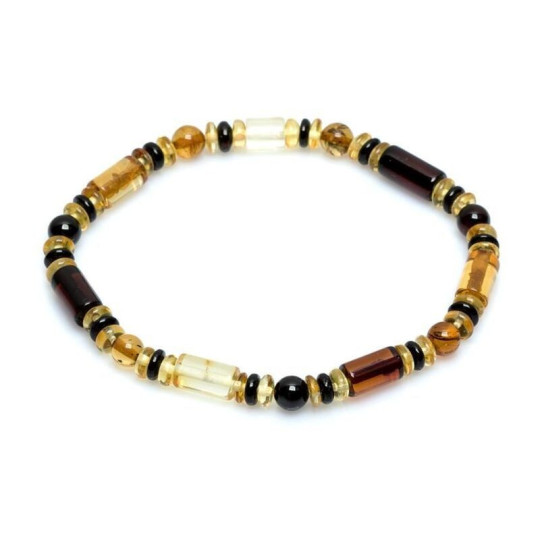 Multicolored amber bracelet, length 17-18 cm