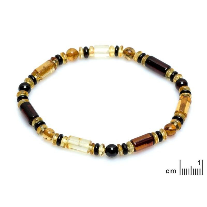 Multicolored amber bracelet, length 17-18 cm