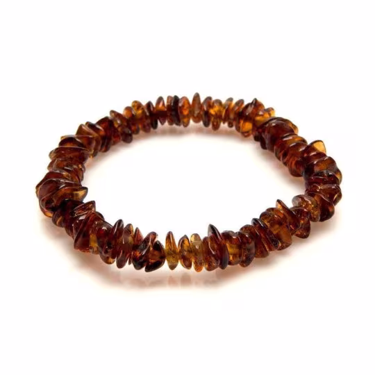 Bracelet d'ambre cognac naturel de la mer Baltique chips, longueur 17-18 cm