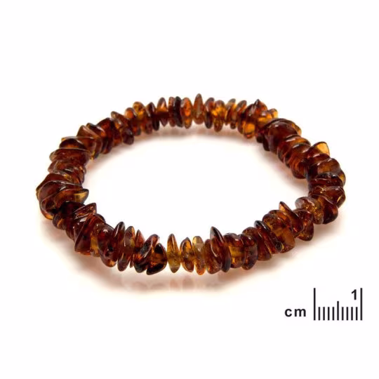 Bracelet d'ambre cognac naturel de la mer Baltique chips, longueur 17-18 cm