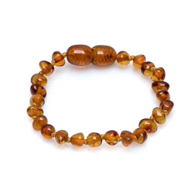 Babyarmband aus Cognac-Bernstein, Schraubverschluss, 12 - 13 cm