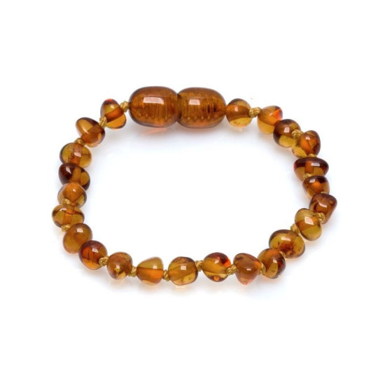 Babyarmband aus Cognac-Bernstein, Schraubverschluss, 12 - 13 cm