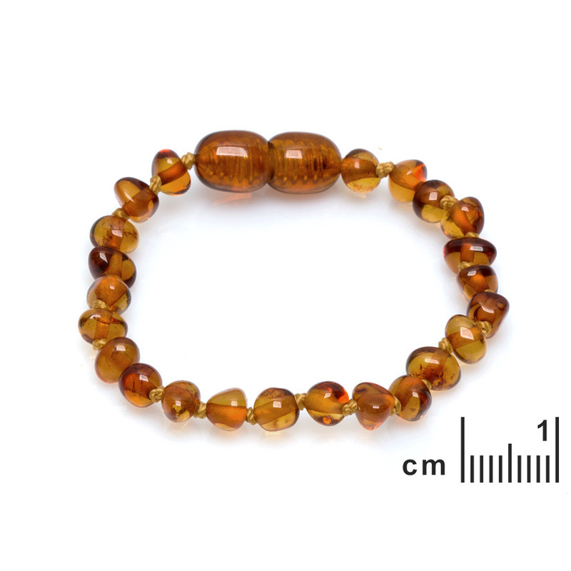 Babyarmband aus Cognac-Bernstein, Schraubverschluss, 12 - 13 cm