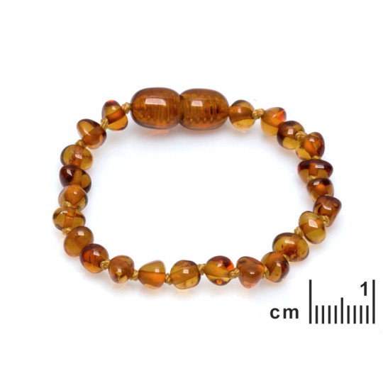 Babyarmband aus Cognac-Bernstein, Schraubverschluss, 12 - 13 cm