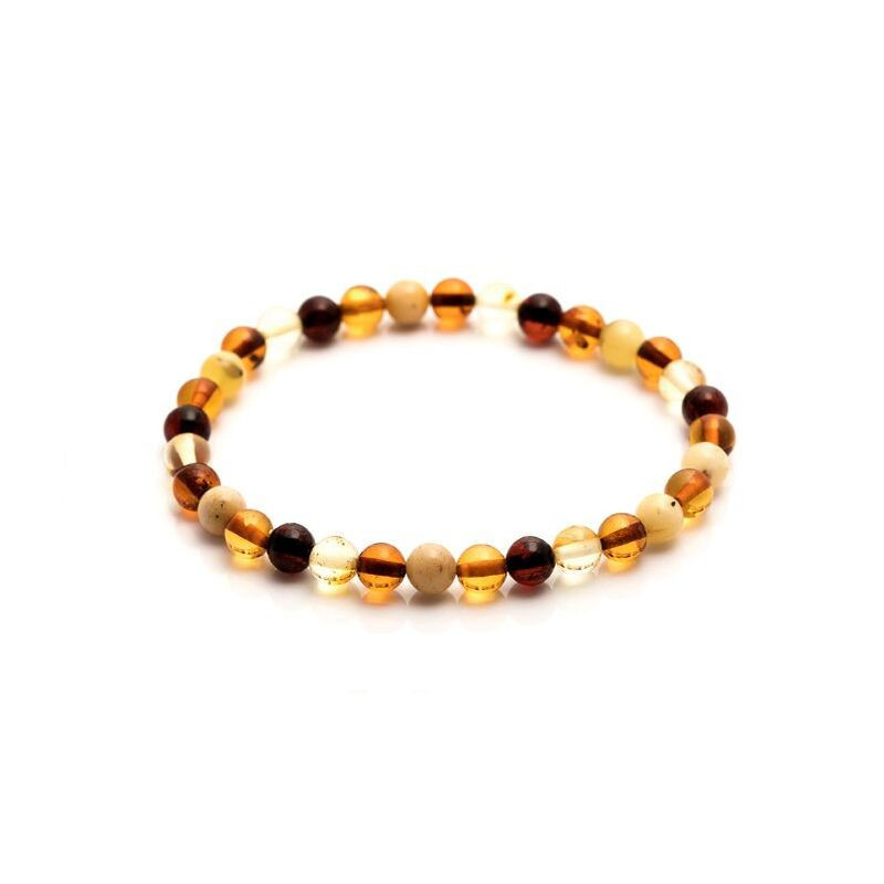 Pulsera de ámbar natural multicolor del mar Báltico, bola, longitud 18-19 cm