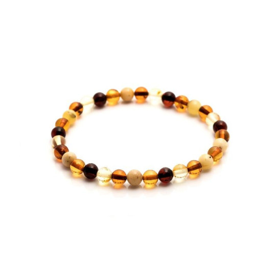 Pulsera de ámbar natural multicolor del mar Báltico, bola, longitud 18-19 cm