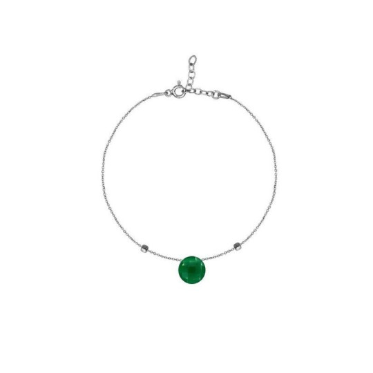 Grünes Chalcedon-Armband, rhodiniertes 925er Silber, verstellbare Länge 16+3 cm