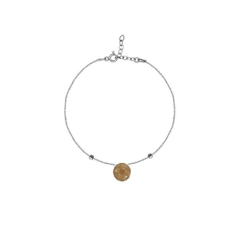 Bracelet en pierre de lune rose, argent 925 rhodié, longueur ajustable 16+3 cm