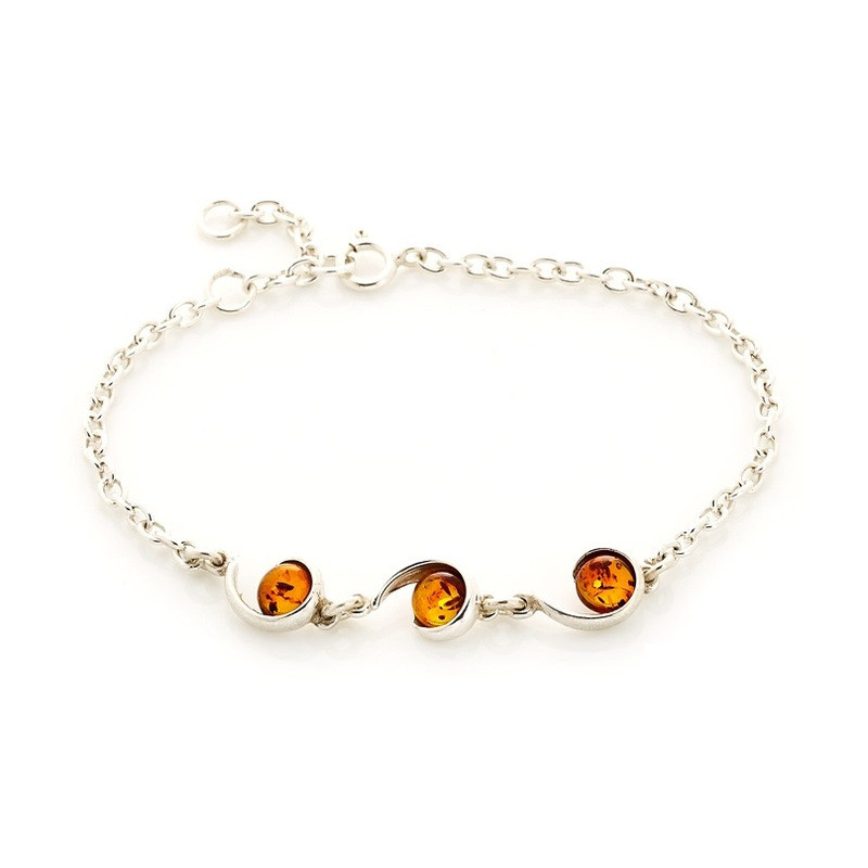 Cognac-Bernstein-Armband, 925 Silber, verstellbar 16+3 cm