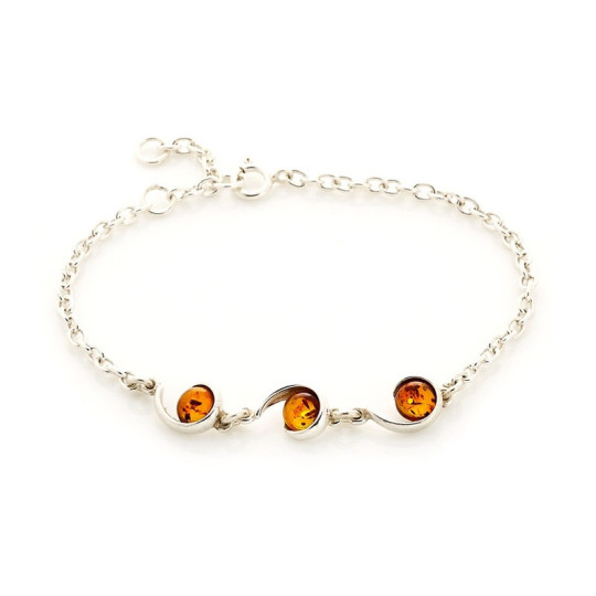 Cognac-Bernstein-Armband, 925 Silber, verstellbar 16+3 cm
