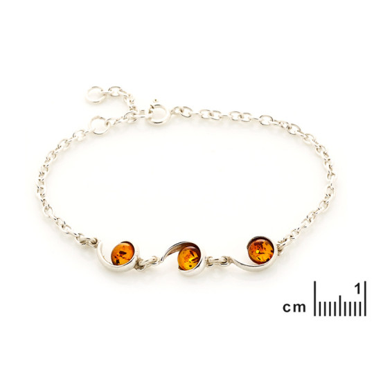 Cognac-Bernstein-Armband, 925 Silber, verstellbar 16+3 cm
