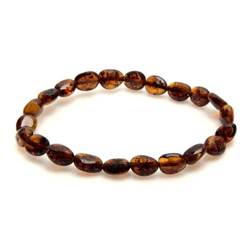 Bracelet d'ambre cognac naturel de la mer Baltique olive, longueur 19 cm