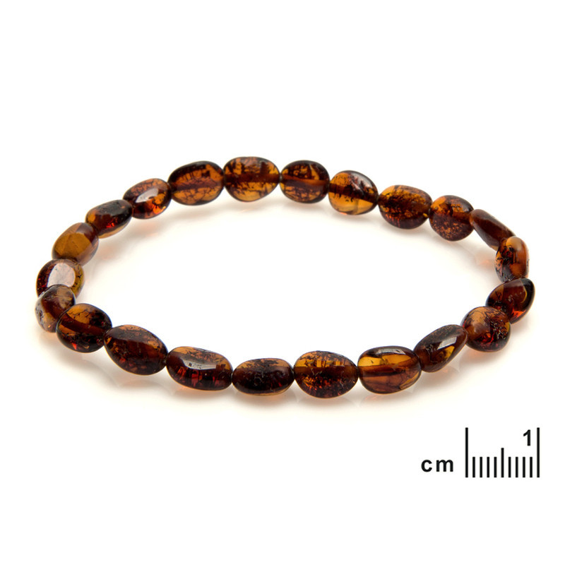 Bracelet d'ambre cognac naturel de la mer Baltique olive, longueur 19 cm