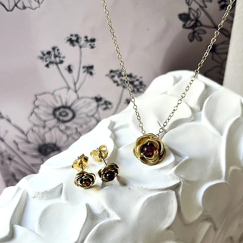 Amber and gold plated jewelry