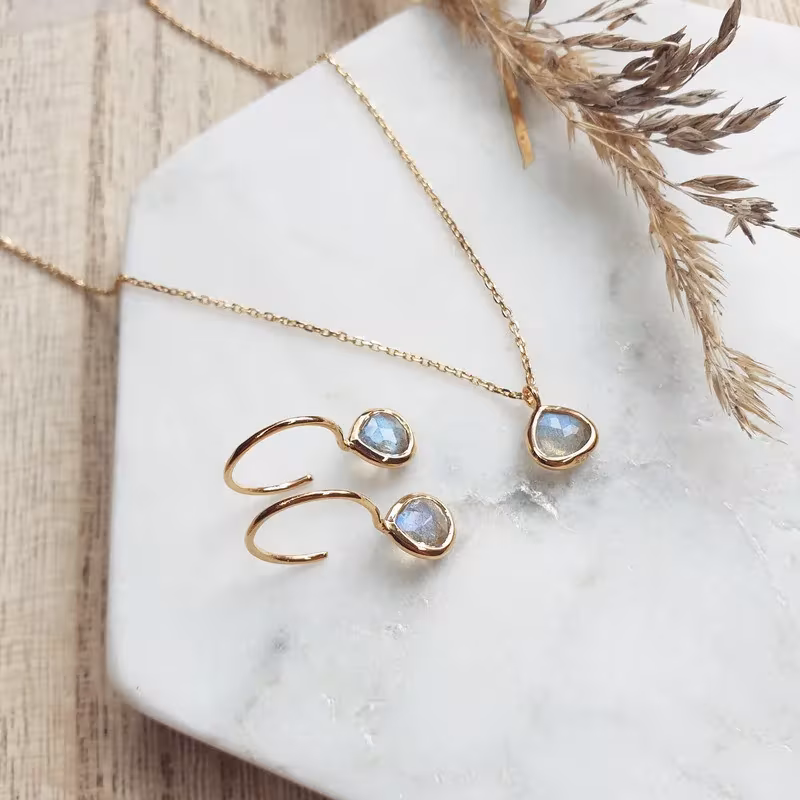 Boucles d'oreilles en labradorite